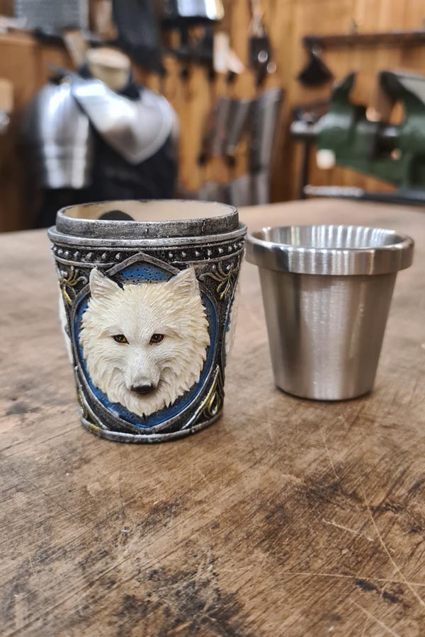 Schnapsbecher Wolfskopf - handbemalt