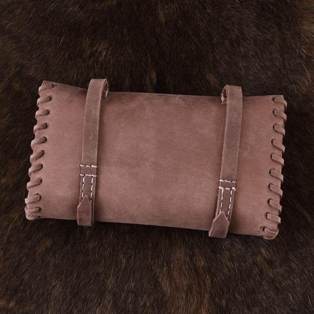 Spätmittelalter Ledertasche mit Messingschnallen für Reeanactment