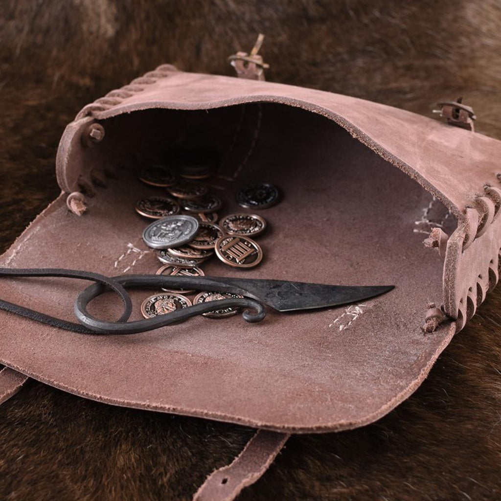 Spätmittelalter Ledertasche mit Messingschnallen für Reeanactment