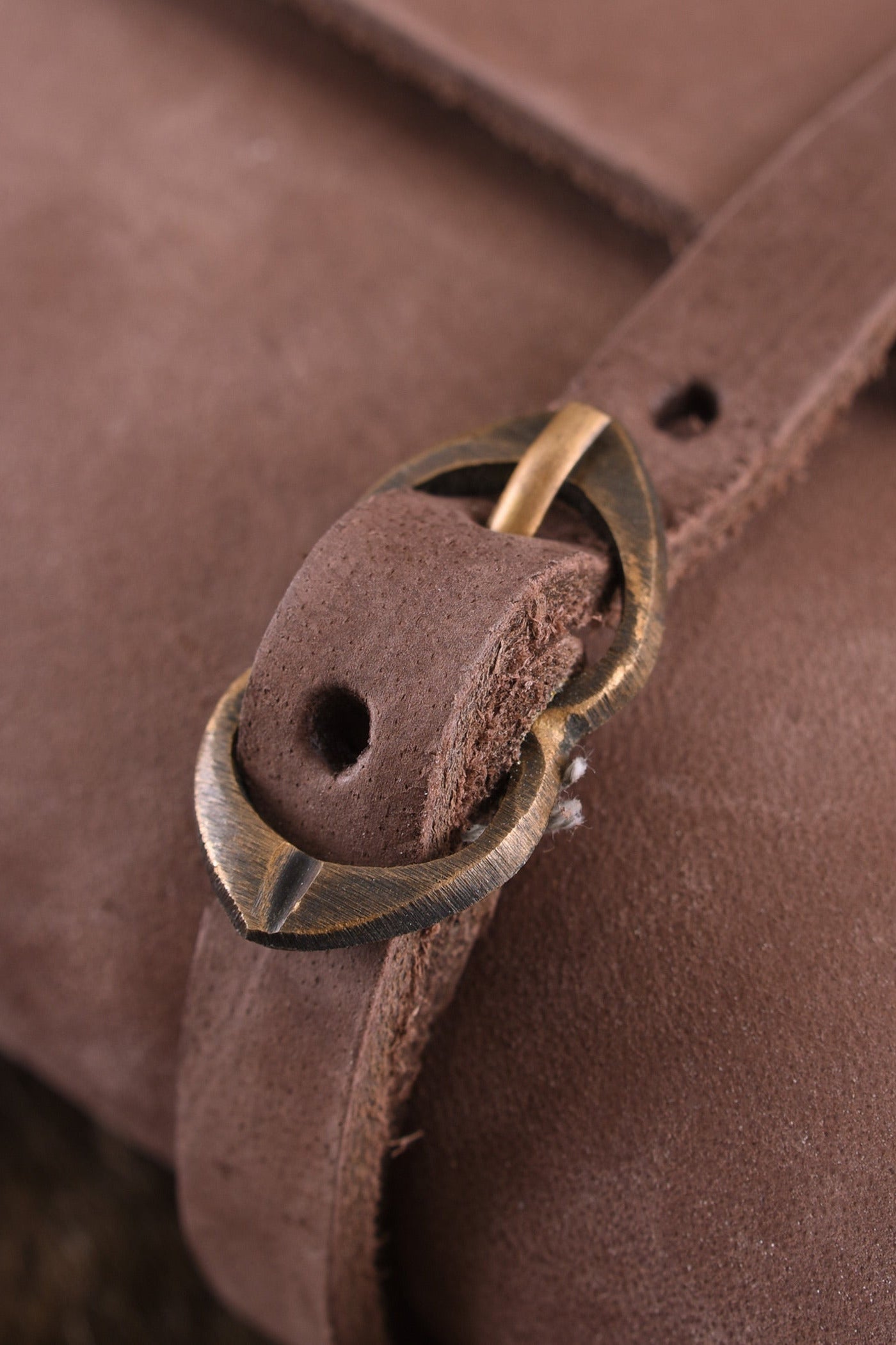 Late Medieval Leather Pouch with Brass Buckles for Reenactment