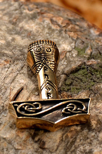 Thor's Hammer with Runes in Bronze