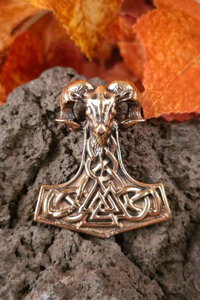 Thor's Hammer with Capricorn and Wotan's Knot in Bronze