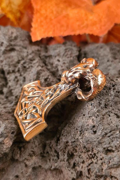 Thor's Hammer with Capricorn and Wotan's Knot in Bronze