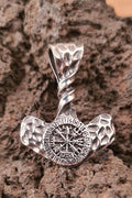 Thors Hammer Vegvisir mit Runen aus Silber