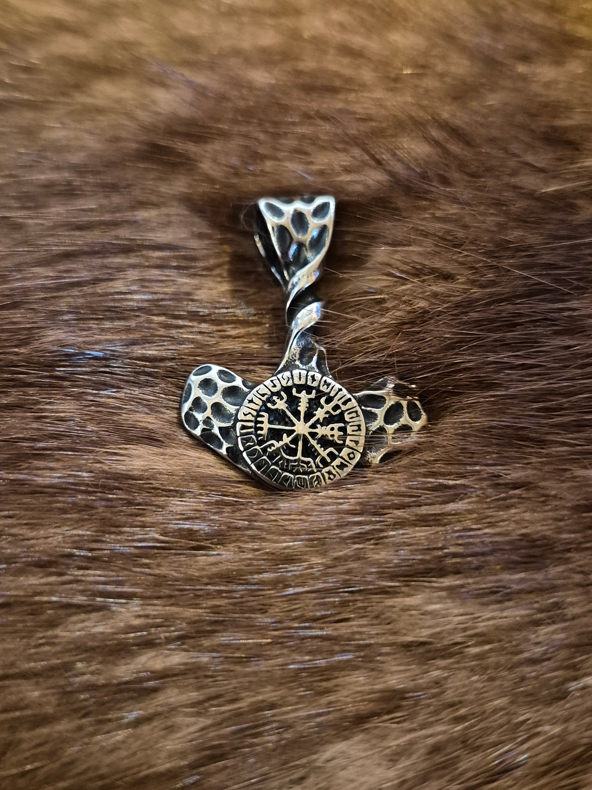 Thors Hammer Vegvisir mit Runen aus Edelstahl