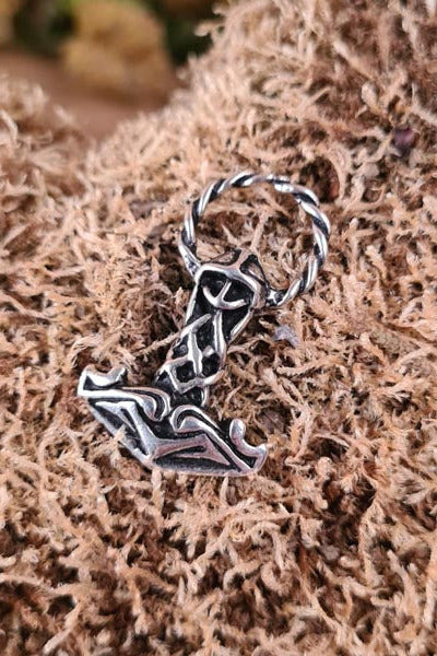 Thor's Hammer Ragi with Ring in Silver