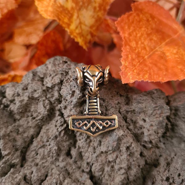 Thor's Hammer Ram's Skull in Bronze