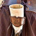 Drinking Horn Holder with Triskele Embossing made of Buffalo Leather