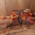Steel drinking horn stand with bottle holder - forged