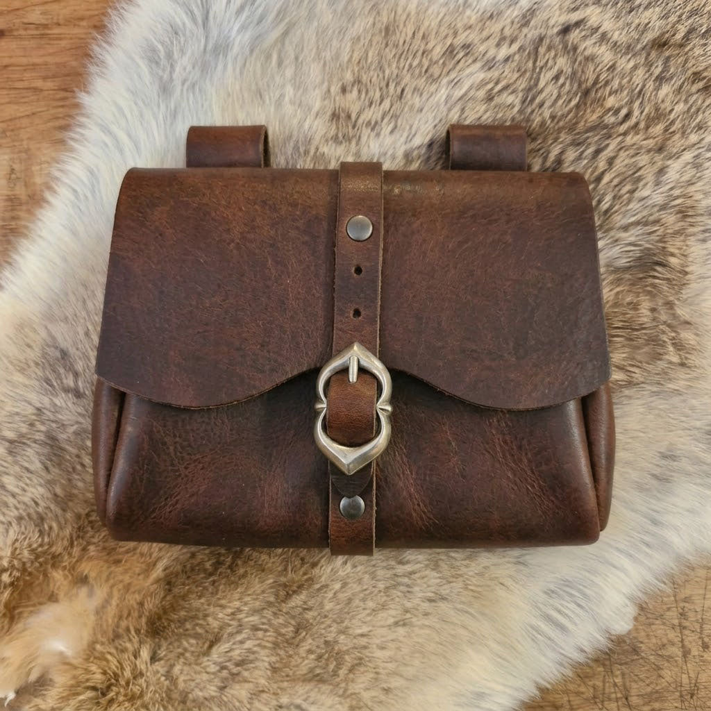 Mittelalter Gürteltasche mit Schnalle aus Nubukleder