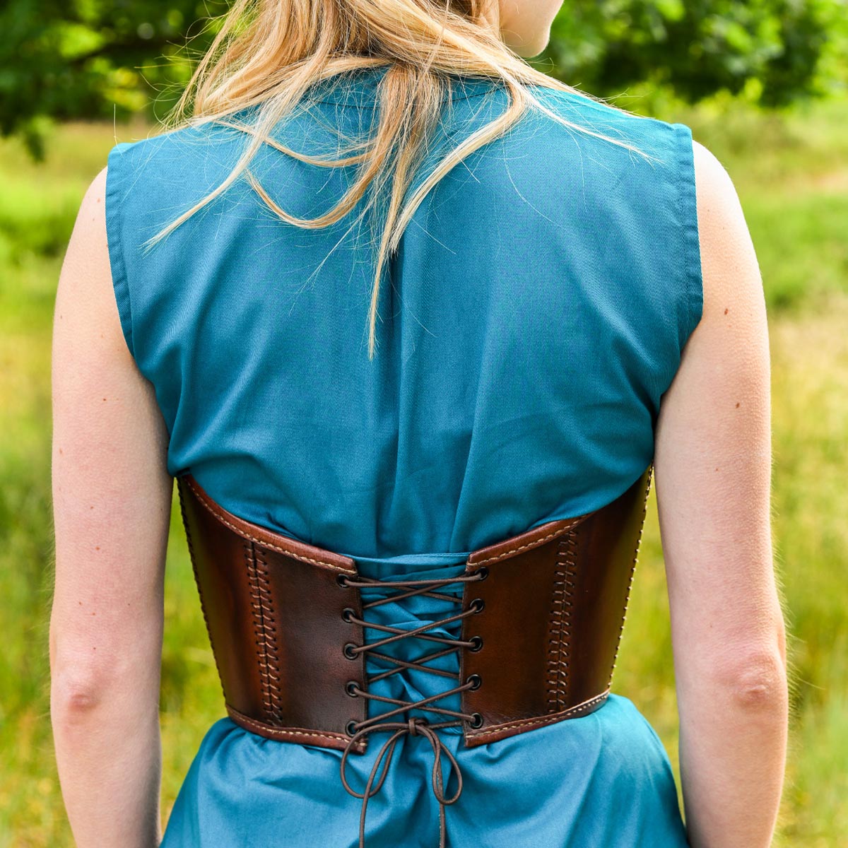 Underbust corset made of buffalo leather, brown