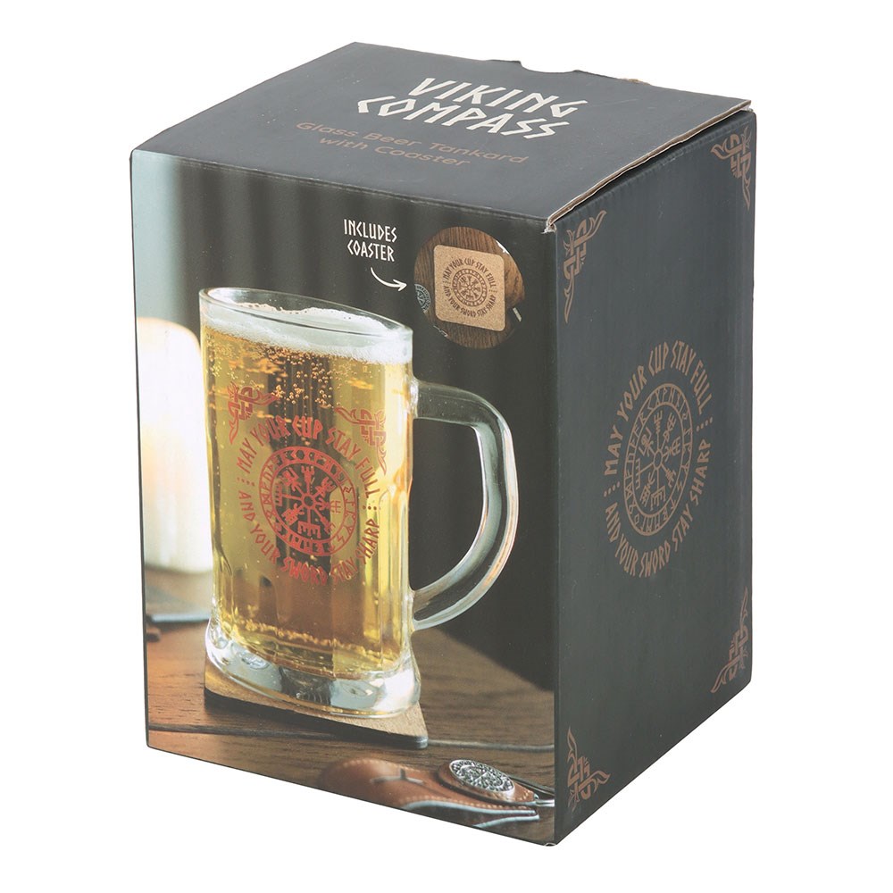 Vegvisir Bier Glas mit Untersetzer