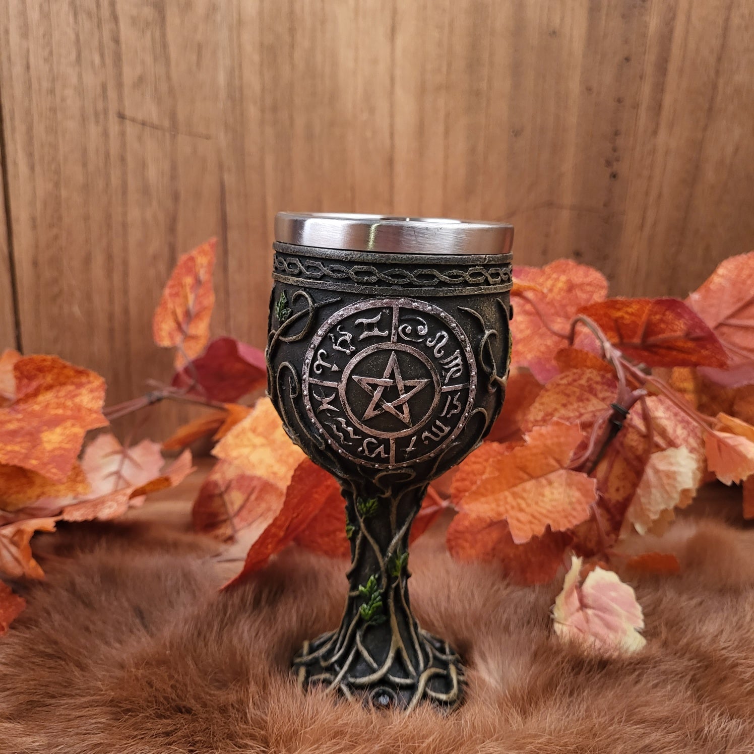 Wicca Kelch mit Pentagramm - handbemalt