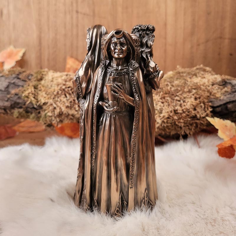 Wicca Kerzenhalter Dreifaltige Göttin - bronziert