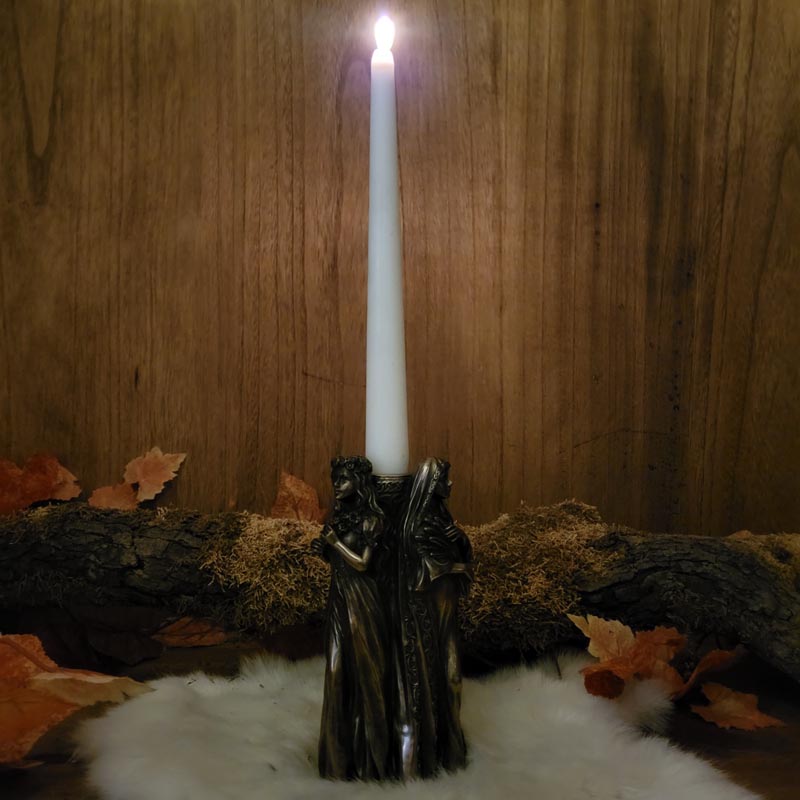 Wicca Kerzenhalter Dreifaltige Göttin - bronziert