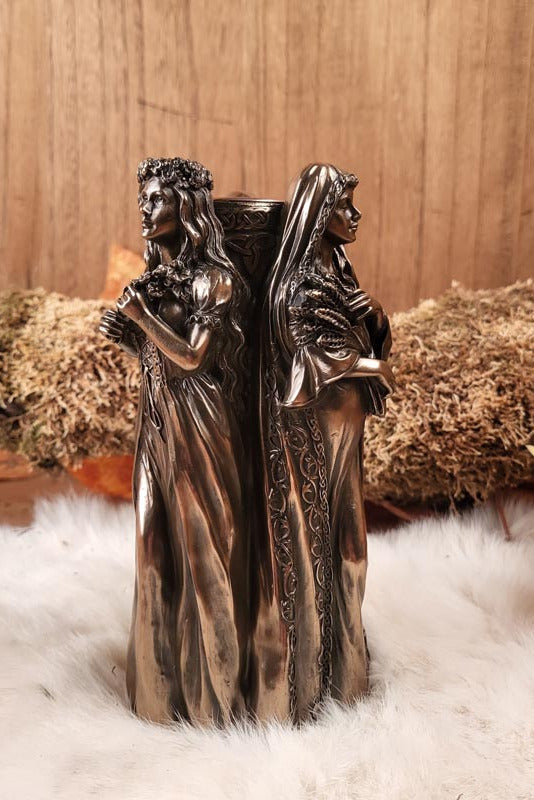 Wicca Triple Goddess Candle Holder - Bronzed