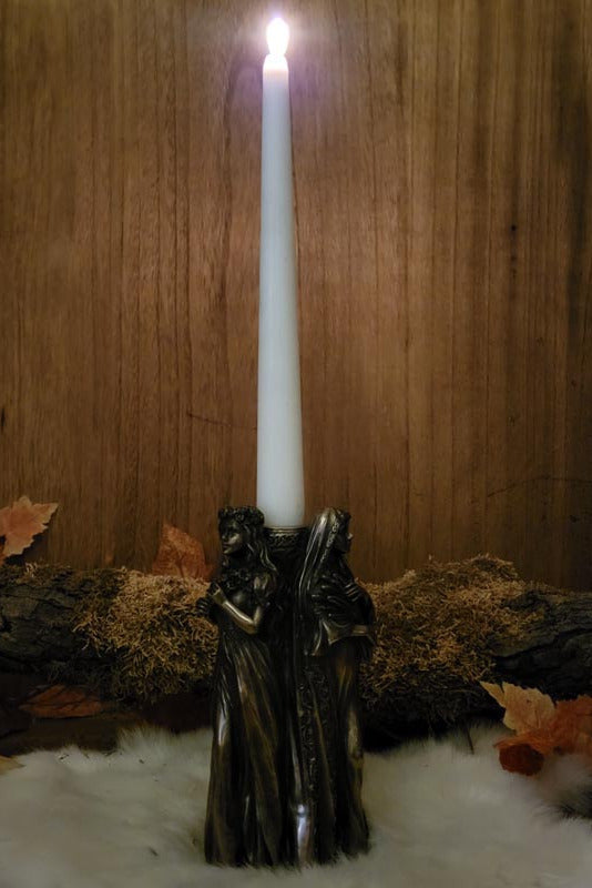 Wicca Kerzenhalter Dreifaltige Göttin - bronziert