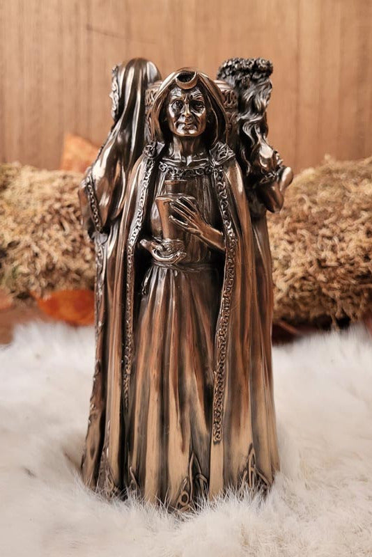 Wicca Kerzenhalter Dreifaltige Göttin - bronziert