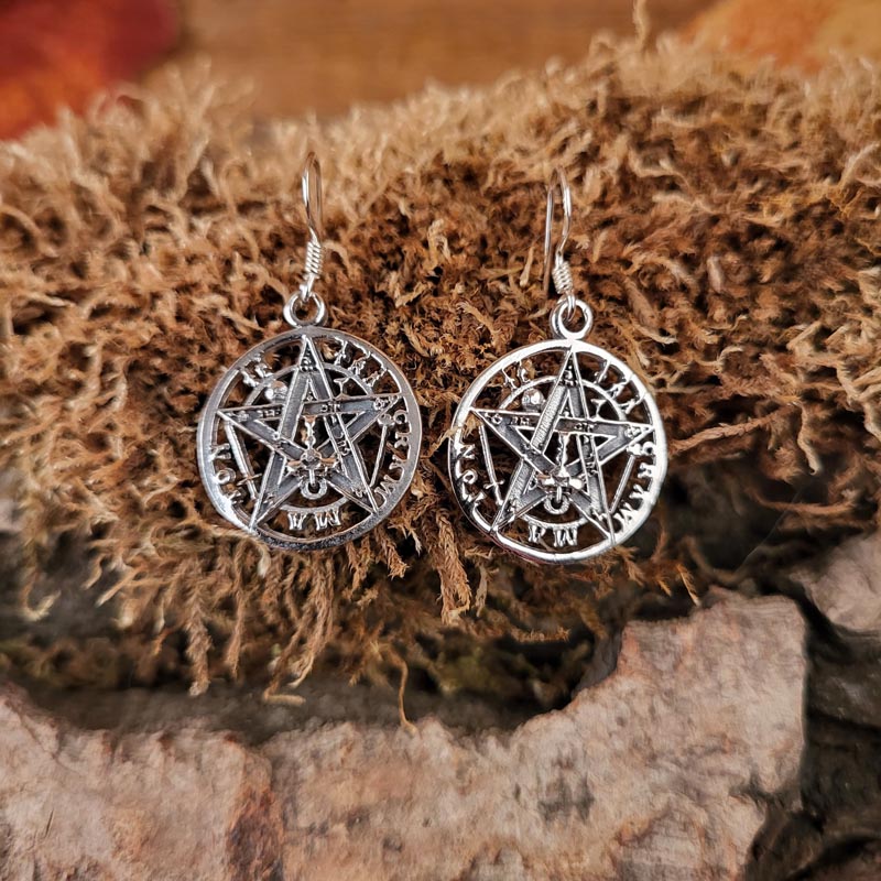 Wicca Tetragrammaton Silver Earrings