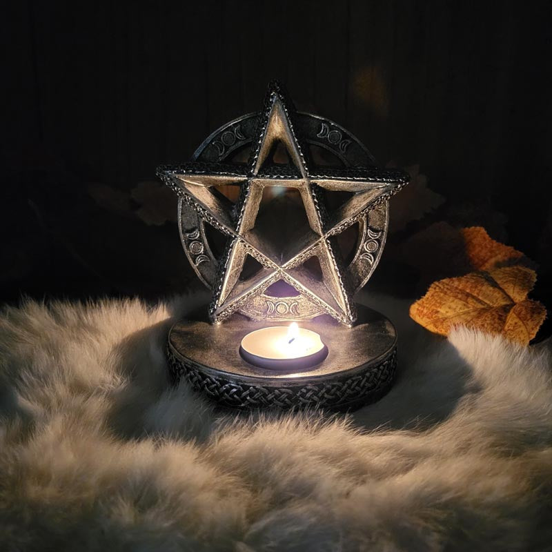 Wicca Teelichthalter Pentagramm