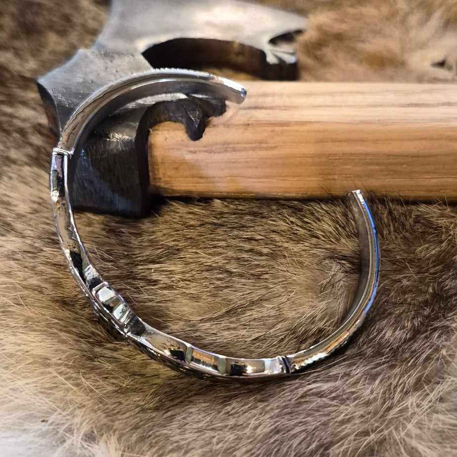 Wicca Armreif Rabe mit Knotenmuster aus Edelstahl