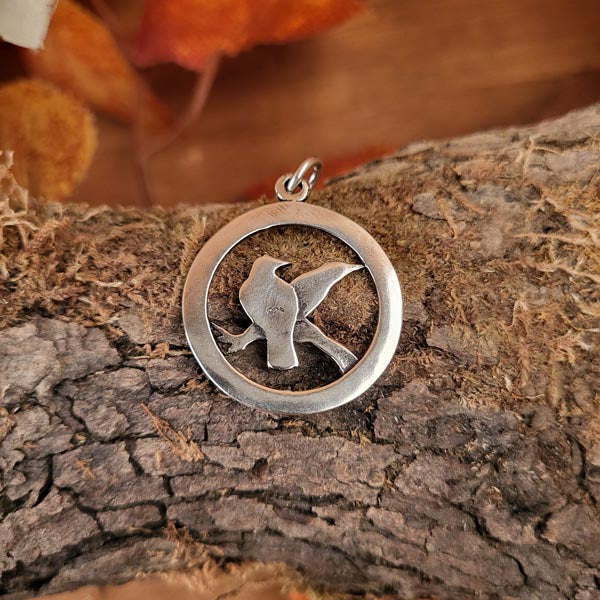 Wikinger Amulett Hugin & Munin im Runenkreis aus Silber