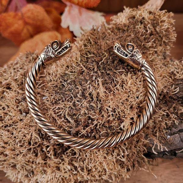Viking Bracelet Gripping Beast in Oseberg Style, Bronze