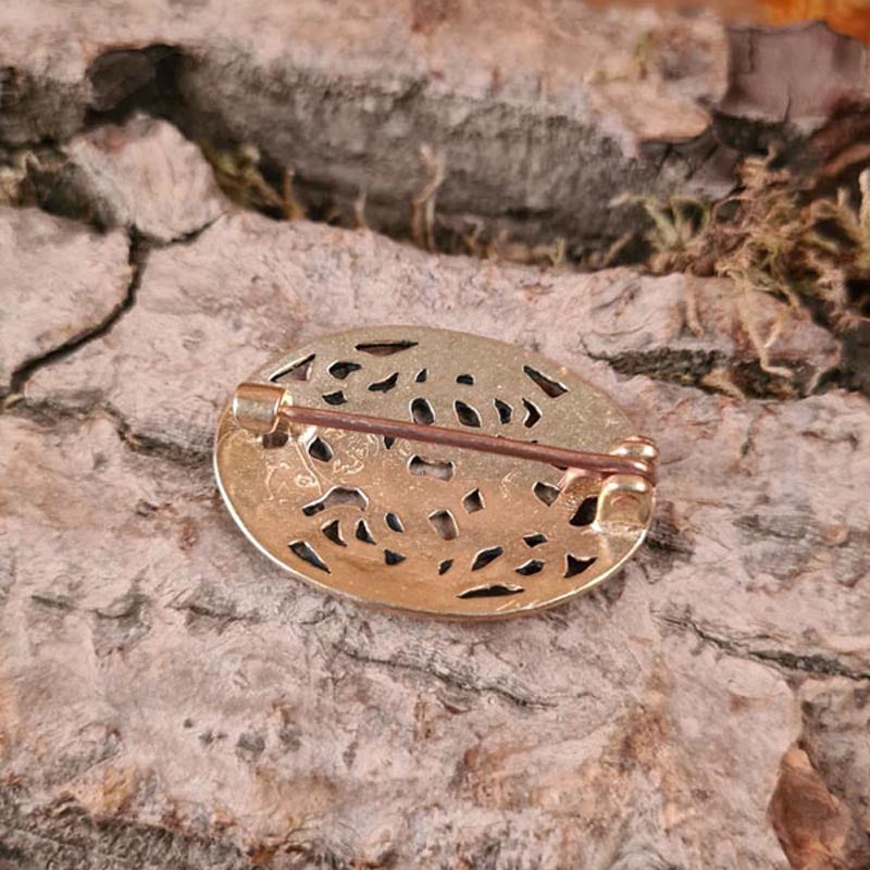 Oval Viking brooch in Jelling style made of bronze