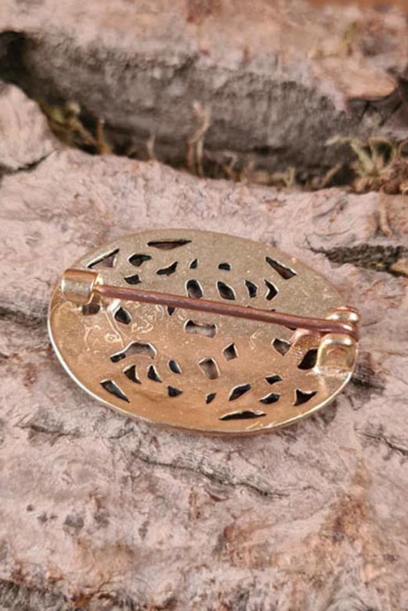 Ovale Wikinger Brosche im Jelling-Stil aus Bronze