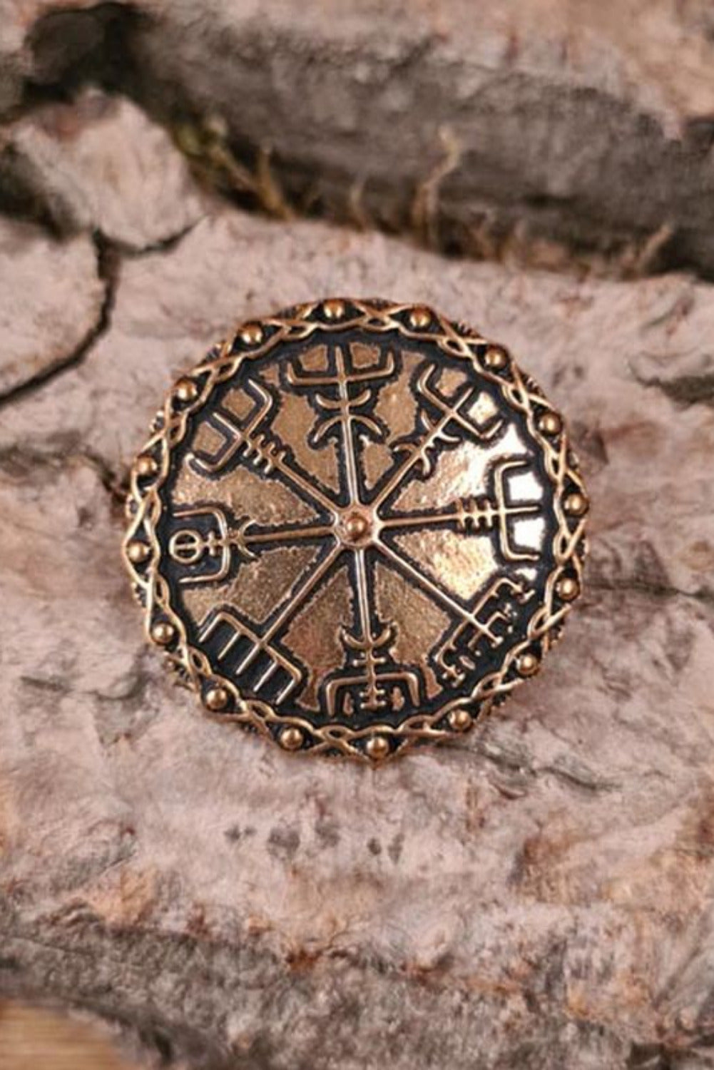 Asatru Brosche Vegvisir aus Bronze