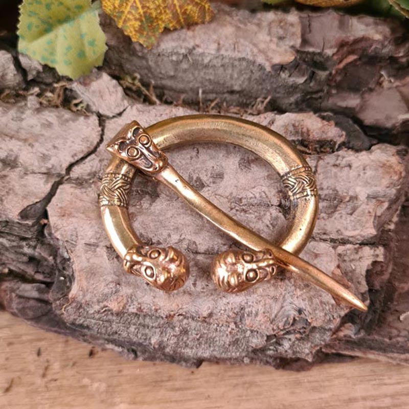Wikinger Fibel Wolfskopf im Borre-Stil aus Bronze