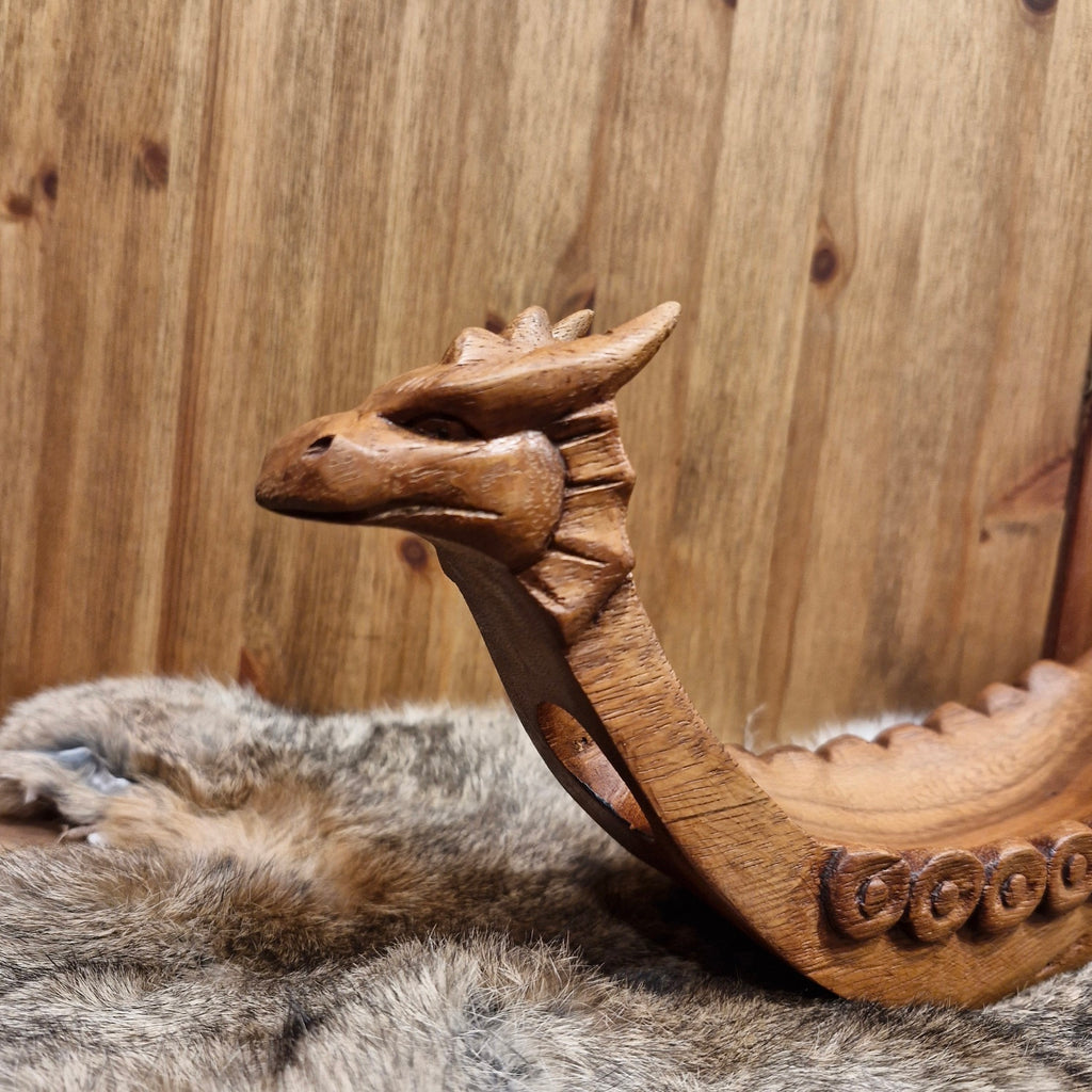 Wikinger Flaschenhalter Drachenboot aus Holz - handgefertigt