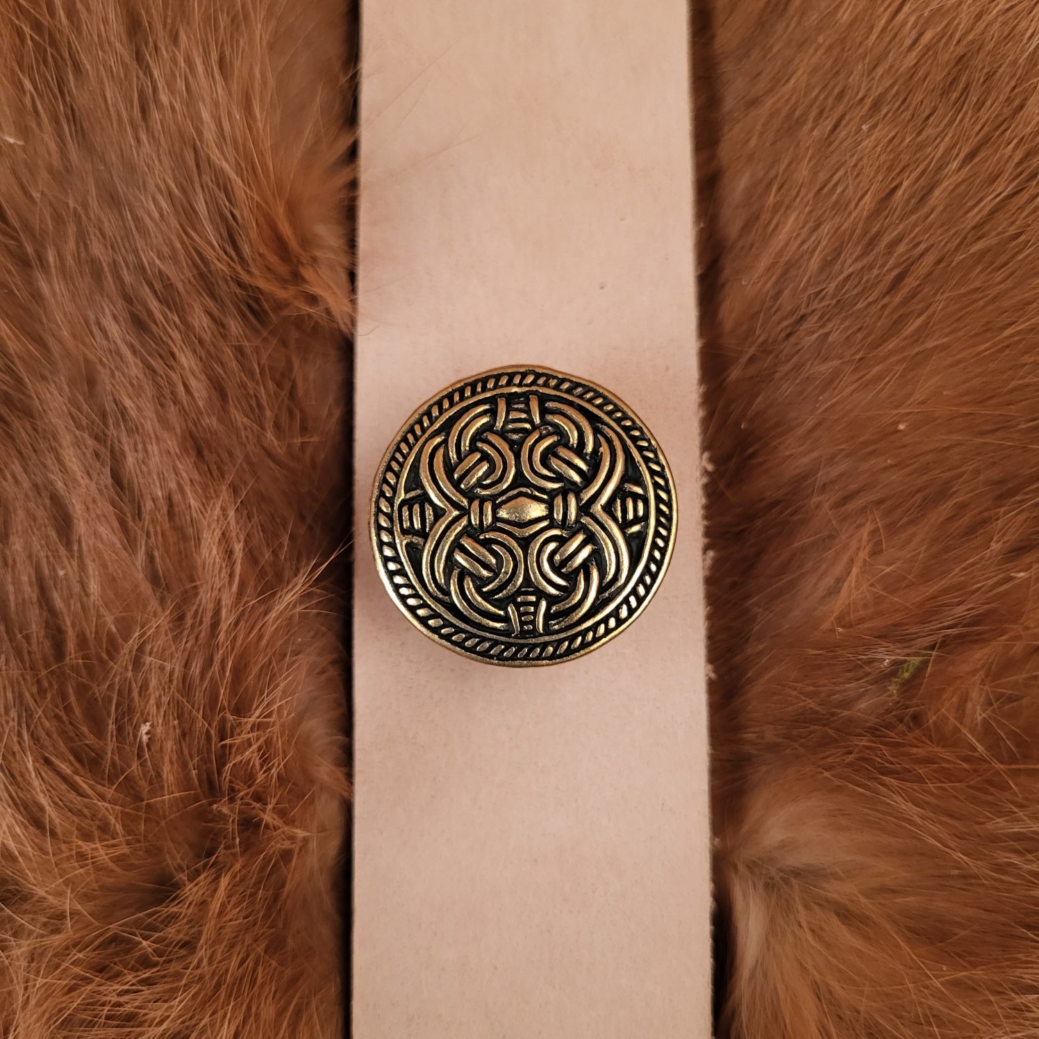Viking belt fitting with Borre-style interlace ornament made of bronze for 3 cm straps - replica