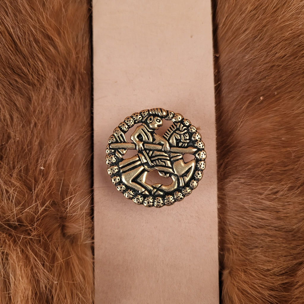 Viking Gokstad Belt Fitting with Rider in Bronze for 4 cm Straps - Replica