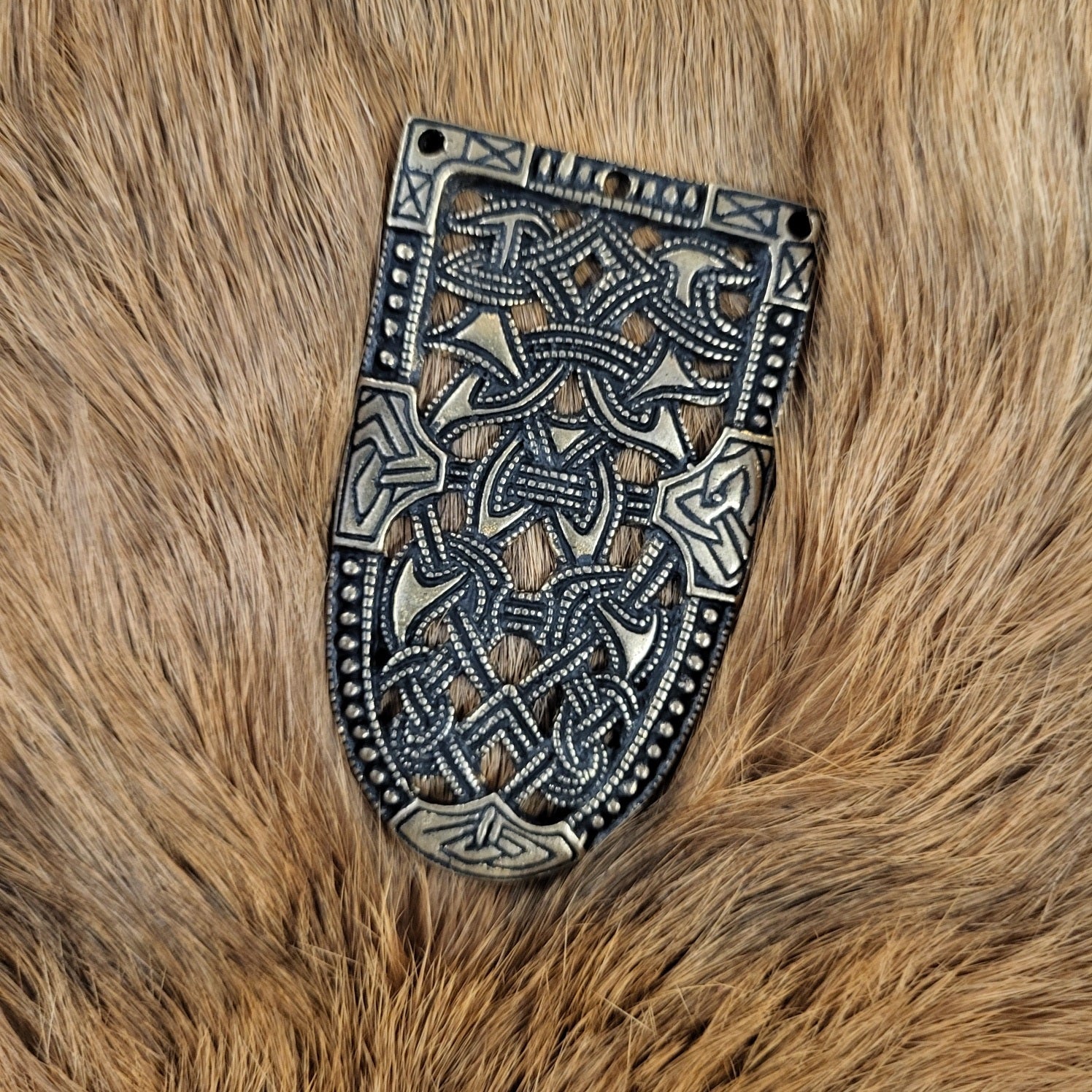 Wikinger Gürtelendstück Gokstad im Borre-Stil aus Bronze 4 cm - Replik