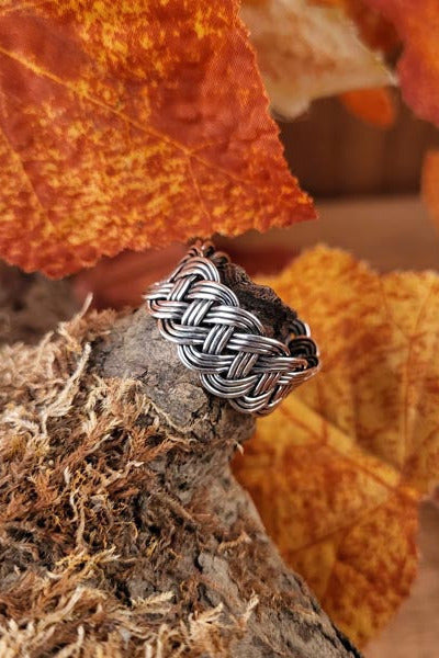 Open Viking Vow Braided Ring in Silver