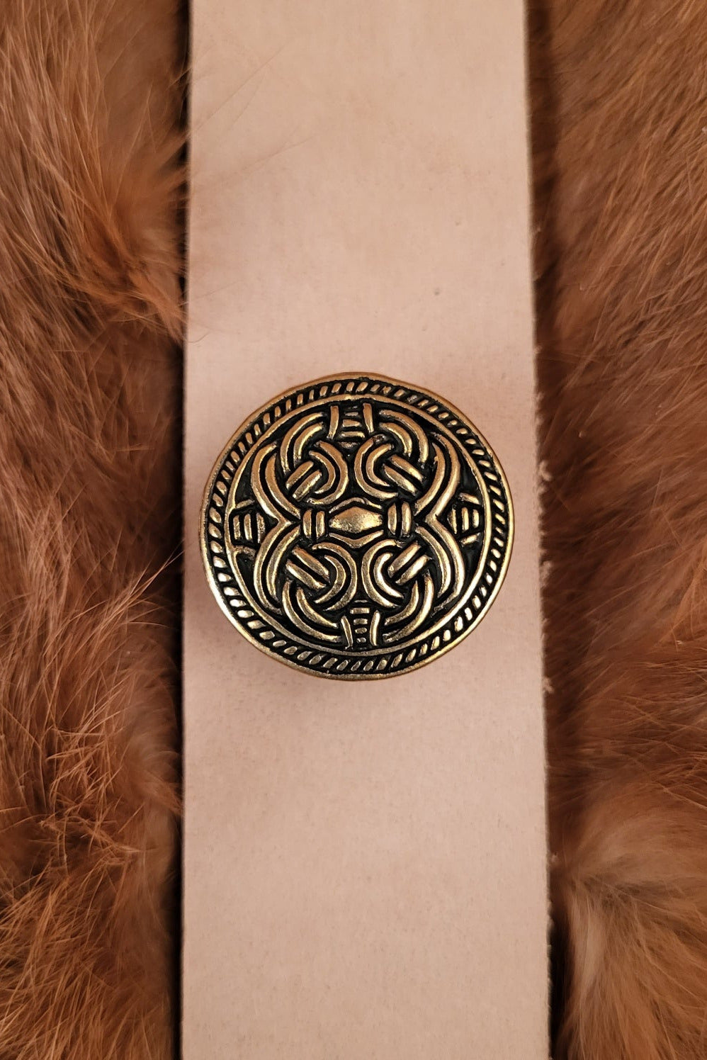 Viking belt fitting with Borre-style interlace ornament made of bronze for 3 cm straps - replica