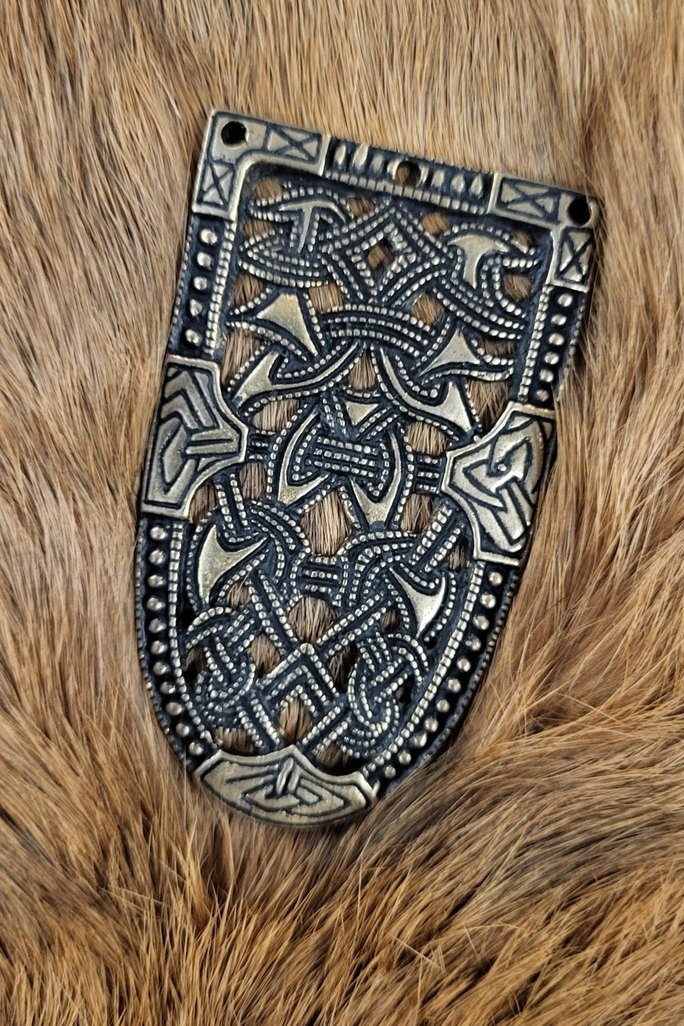 Wikinger Gürtelendstück Gokstad im Borre-Stil aus Bronze 4 cm - Replik