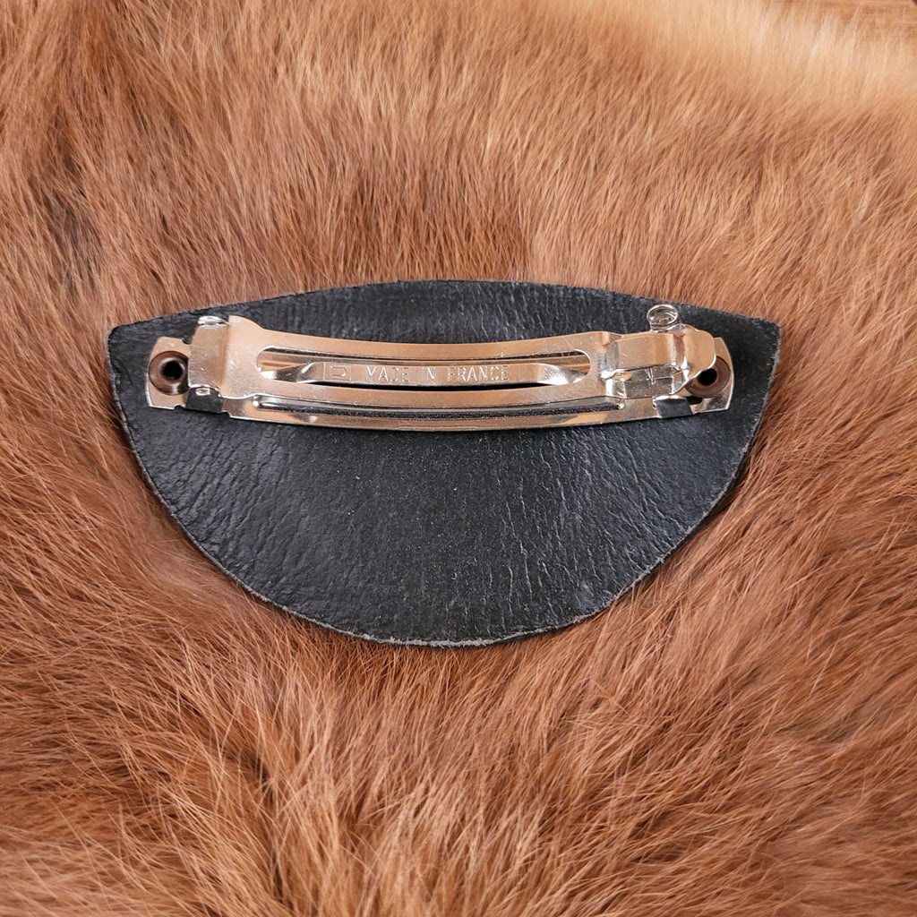 Wikinger Haarspange mit Prägung aus Leder mit Clip