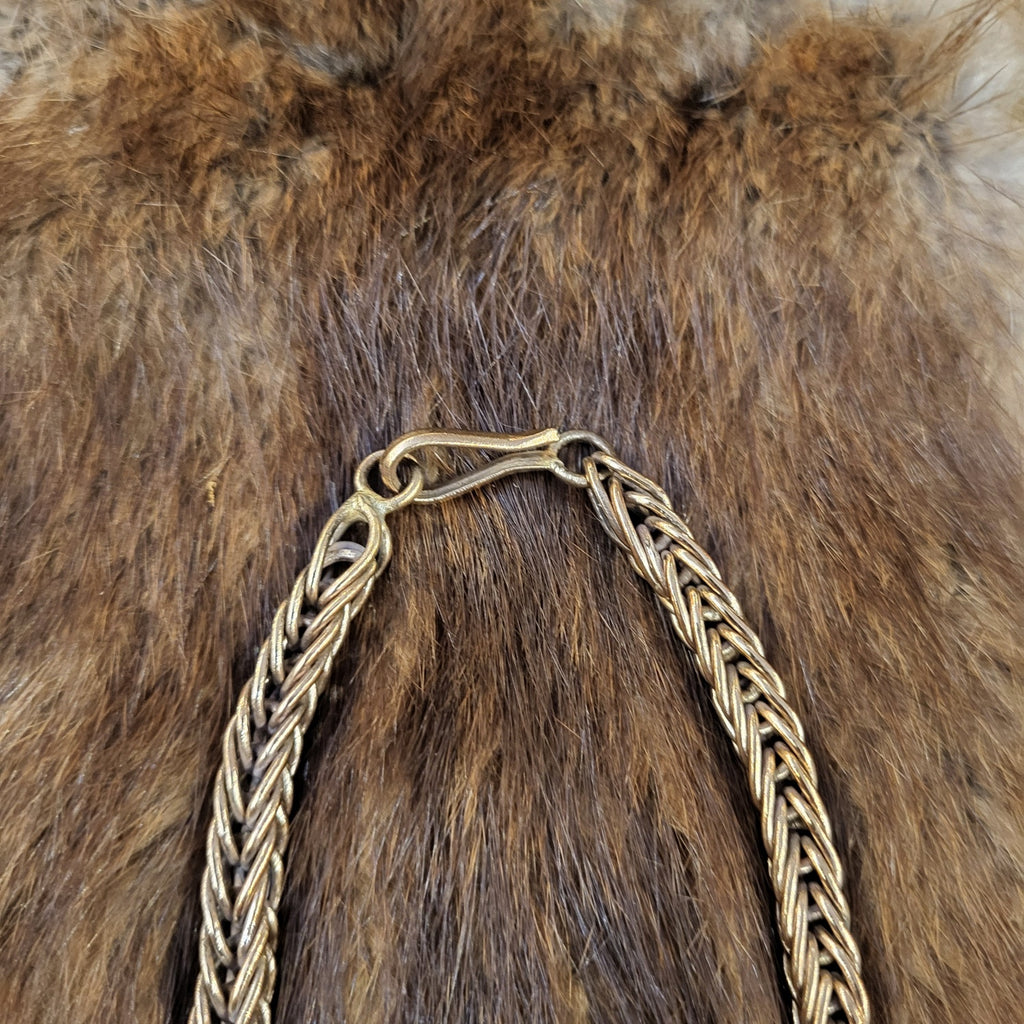 Viking Necklace with Wolf Head in Bronze - handcrafted 65 cm