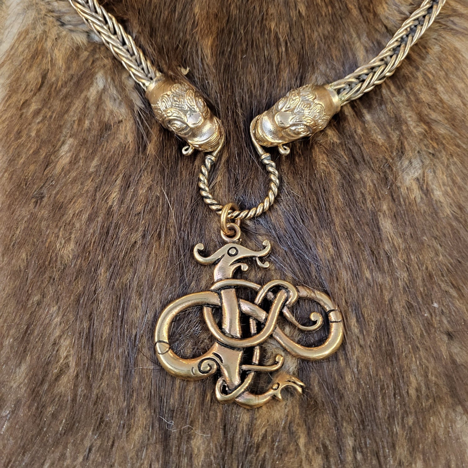 Wikinger Kette Nidhöggr aus Bronze 65 cm