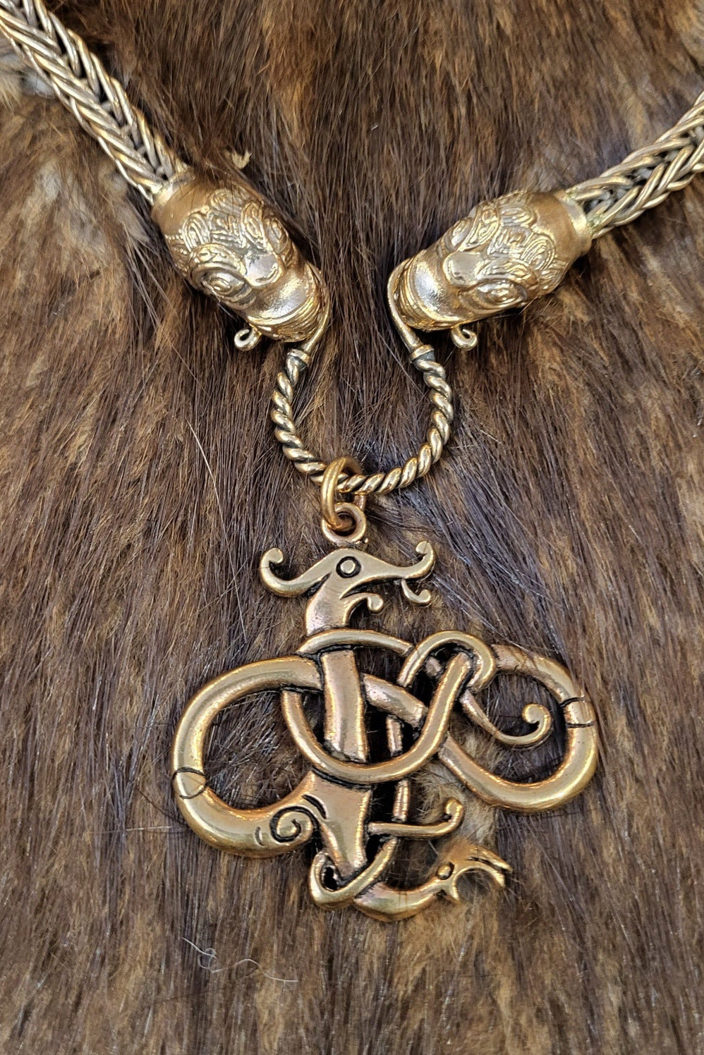 Wikinger Kette Nidhöggr aus Bronze 65 cm