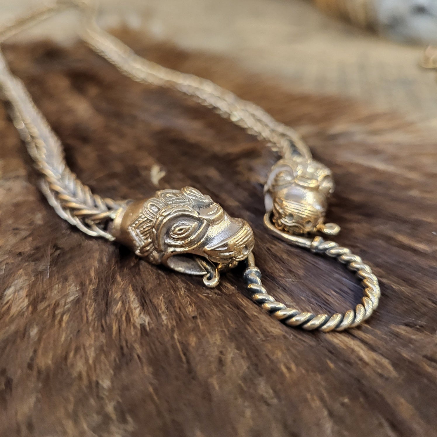 Wikinger Kette Nidhöggr aus Bronze 65 cm