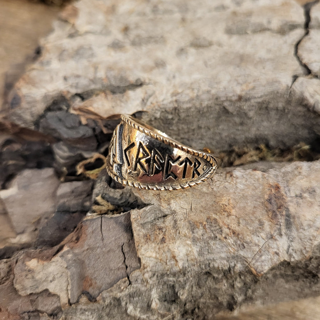 Wikinger Kraftring mit Valknut aus Bronze
