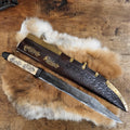 Viking Langseax Hugin and Munin with Bone Handle and Leather Sheath