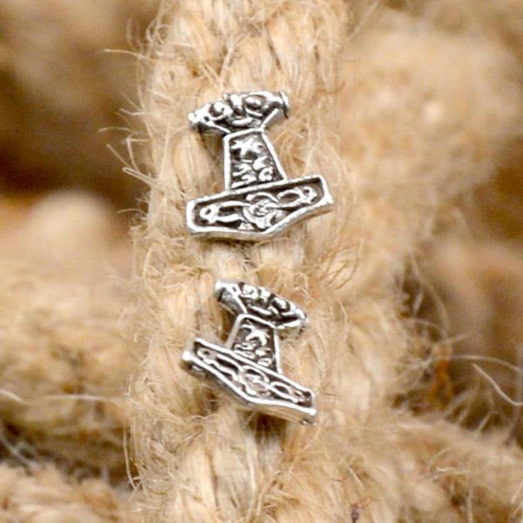 Viking Stud Earrings Thor's Hammer made of Silver