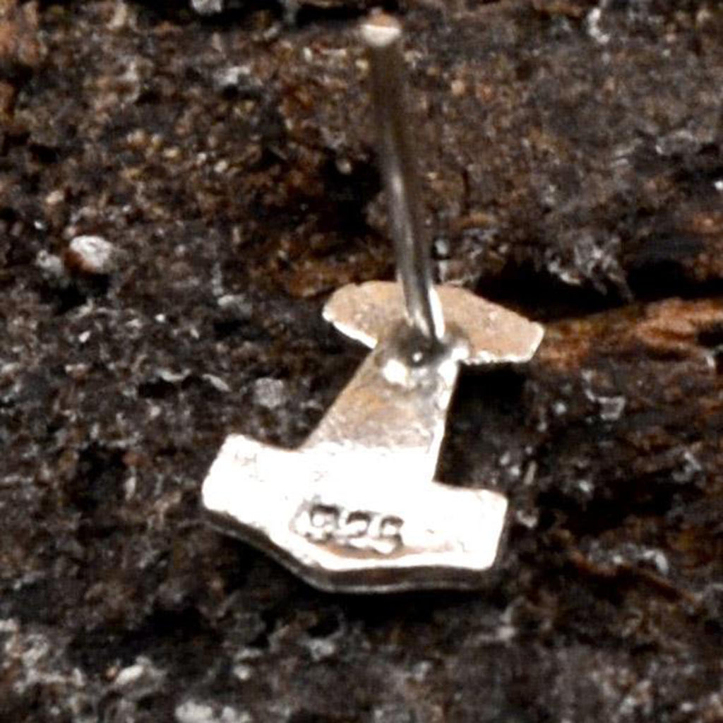 Viking Stud Earrings Thor's Hammer made of Silver