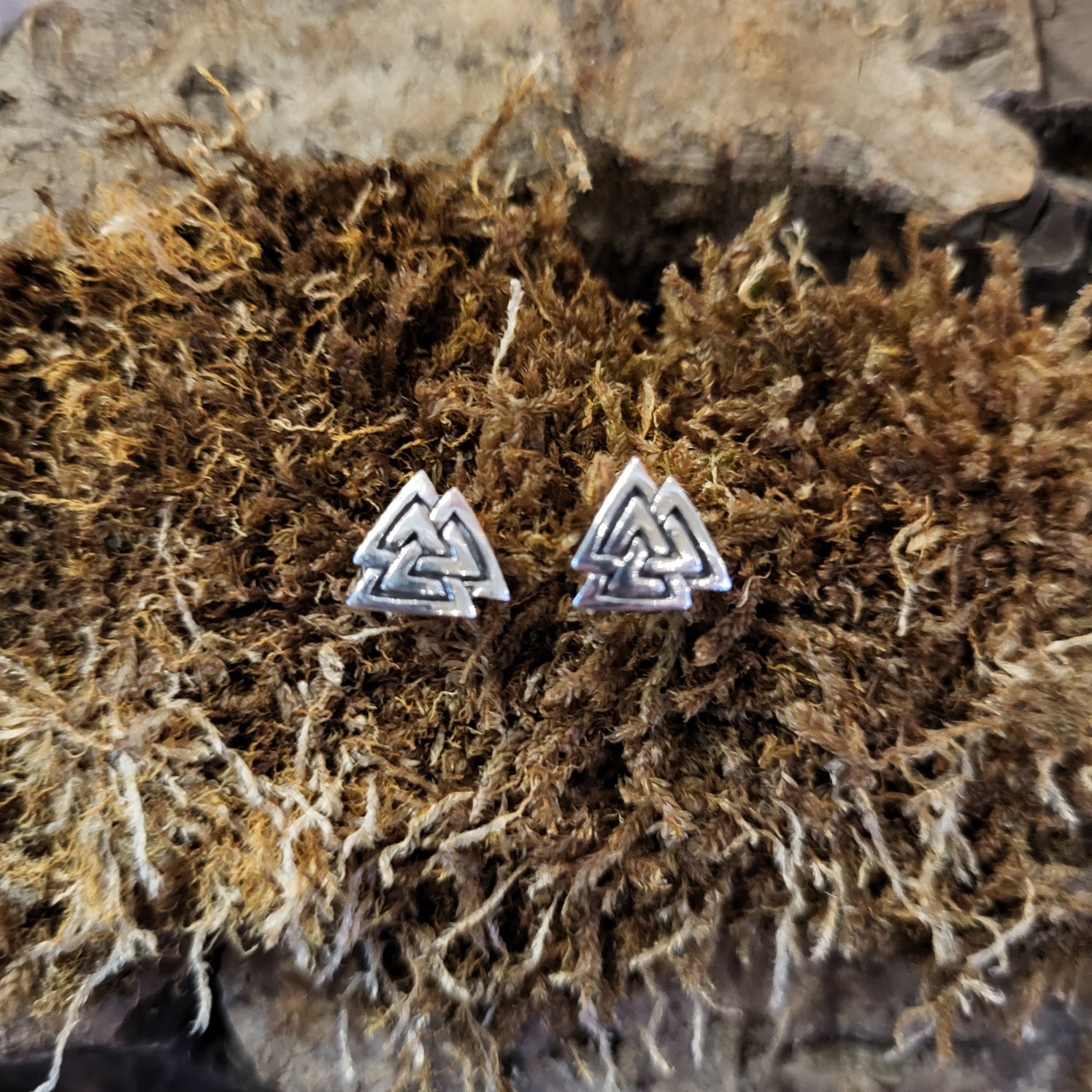 Viking Valknut Stud Earrings made of 925 Sterling Silver