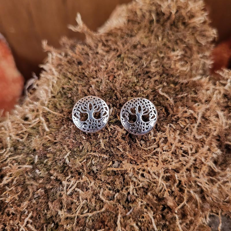 Viking Yggdrasil World Tree Stud Earrings made of Silver