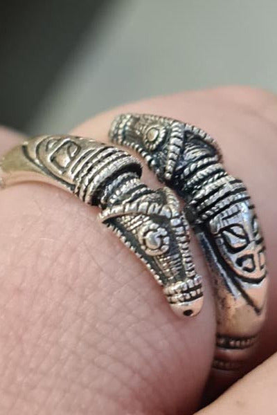 Viking Ring Dragon Head Made of Silver
